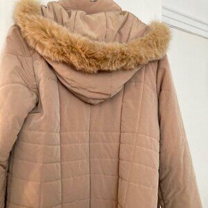 Nuage Polar Long Winter Coat | Detachable Hood | Real Fur Trim | Size M